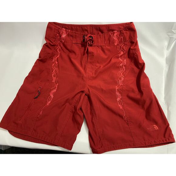 The North Face Shorts Size 30 Red Drawstring Pocket Outdoor Hiking Activewear - Picture 2 of 10